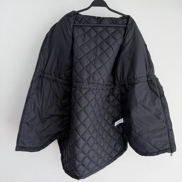 Athleta Whisper Featherless Parka Jacket Women Large Black Hooded Puffer Quilted - Picture 8 of 11